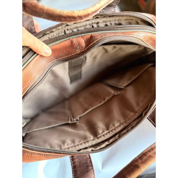 Vintage Brown Samsonite Leather Laptop Bag 12"x16" With Adjustable Strap & Multi - Picture 9 of 12